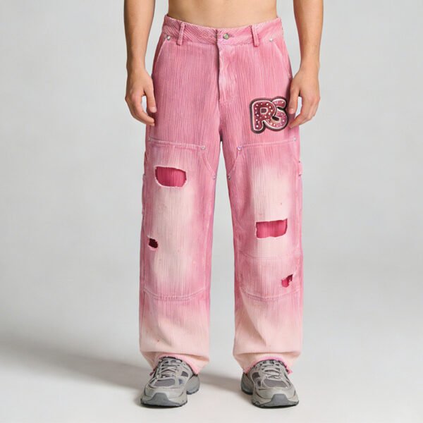 Custom Oversized Distressed Patchwork Pants - Style F6B097 - product detail view 6
