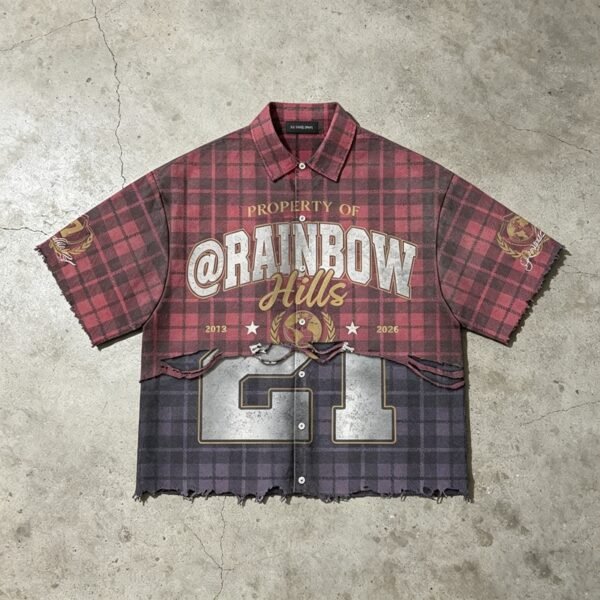 Custom Distressed Plaid Graphic Overshirt - Style A03AFB Custom Distressed Plaid Graphic Overshirt - Style A03AFB