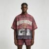 Custom Distressed Plaid Graphic Overshirt - Style A03AFB - product detail view 2 Custom Distressed Plaid Graphic Overshirt - Style A03AFB - product detail view 2