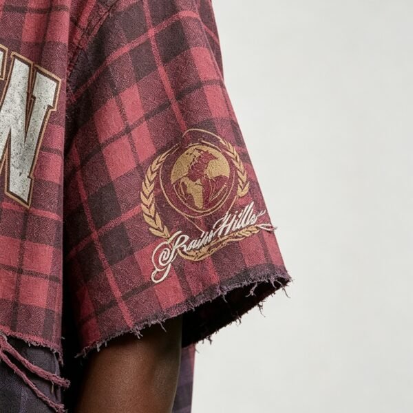 Custom Distressed Plaid Graphic Overshirt - Style A03AFB - product detail view 7 Custom Distressed Plaid Graphic Overshirt - Style A03AFB - product detail view 7