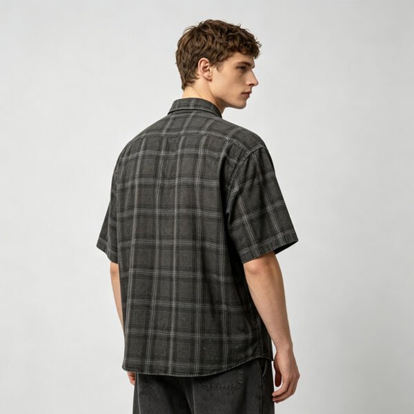Custom Distressed Plaid Graphic Short-Sleeve Shirt - Style A82303 - product detail view 2 Custom Distressed Plaid Graphic Short-Sleeve Shirt - Style A82303 - product detail view 2