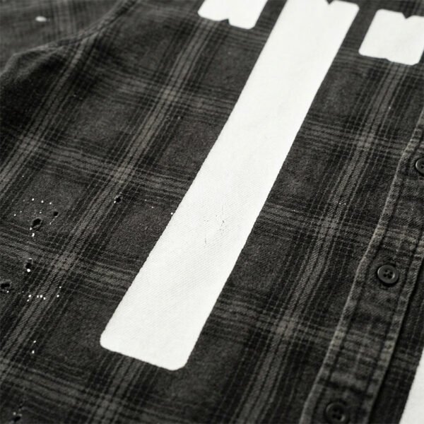 Custom Distressed Plaid Graphic Short-Sleeve Shirt - Style A82303 - product detail view 3 Custom Distressed Plaid Graphic Short-Sleeve Shirt - Style A82303 - product detail view 3