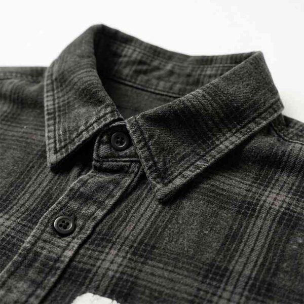 Custom Distressed Plaid Graphic Short-Sleeve Shirt - Style A82303 - product detail view 4 Custom Distressed Plaid Graphic Short-Sleeve Shirt - Style A82303 - product detail view 4