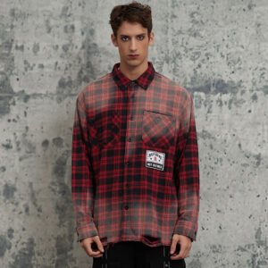 Custom Distressed Plaid Long-Sleeve Shirt - Style DAFAB6