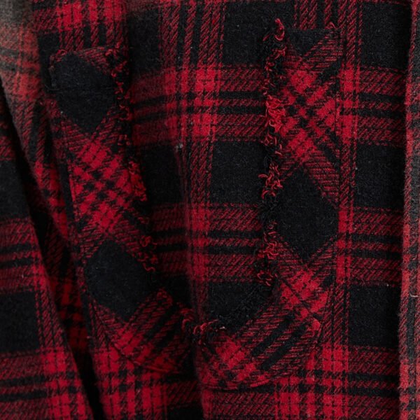 Custom Distressed Plaid Long-Sleeve Shirt - Style DAFAB6 - product detail view 8