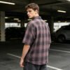 Custom Distressed Plaid Short Sleeve Shirt - Style FBD5D2 - product detail view 2