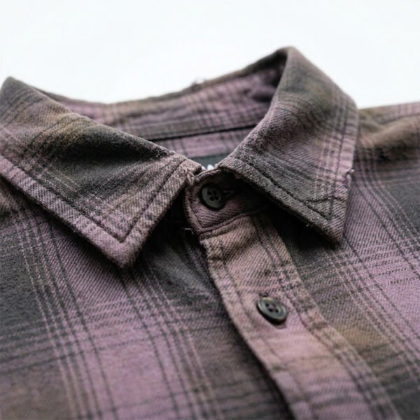 Custom Distressed Plaid Short Sleeve Shirt - Style FBD5D2 - product detail view 3