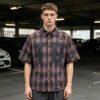 Custom Distressed Plaid Short Sleeve Shirt - Style FBD5D2 - product detail view 5