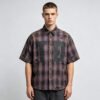 Custom Distressed Plaid Short Sleeve Shirt - Style FBD5D2 - product detail view 6