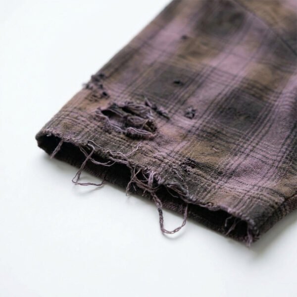 Custom Distressed Plaid Short Sleeve Shirt - Style FBD5D2 - product detail view 7