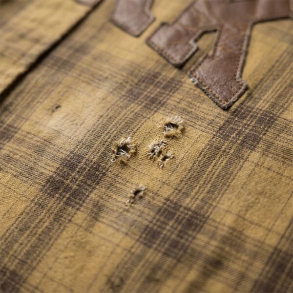 Custom Distressed Plaid Short-Sleeve Shirt | - Style F99D5F - product detail view 2