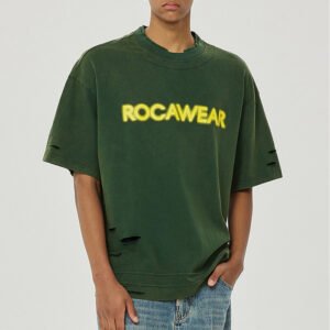 Custom Washed Boxy Distressed Puff Print T-Shirt - Style 7986B1