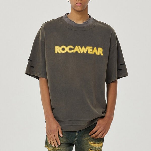 Custom Washed Boxy Distressed Puff Print T-Shirt - Style 7986B1 - product detail view 2 Custom Washed Boxy Distressed Puff Print T-Shirt - Style 7986B1 - product detail view 2