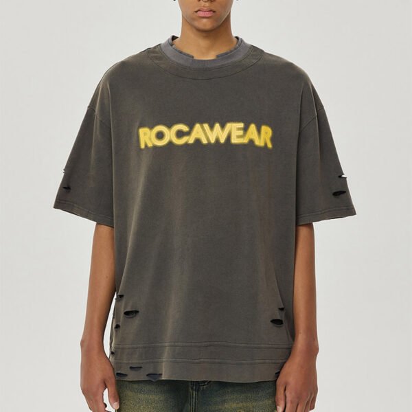 Custom Washed Boxy Distressed Puff Print T-Shirt - Style 7986B1 - product detail view 4 Custom Washed Boxy Distressed Puff Print T-Shirt - Style 7986B1 - product detail view 4