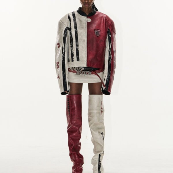 Custom Distressed Colorblock Racing Bomber Jacket - Style AE034D - product detail view 4 Custom Distressed Colorblock Racing Bomber Jacket - Style AE034D - product detail view 4