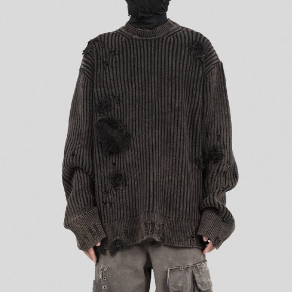 Custom Distressed Rib Knit Oversized Sweater - Style DBFE9E - product detail view 11 Custom Distressed Rib Knit Oversized Sweater - Style DBFE9E - product detail view 11
