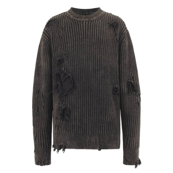 Custom Distressed Rib Knit Oversized Sweater - Style DBFE9E - product detail view 12 Custom Distressed Rib Knit Oversized Sweater - Style DBFE9E - product detail view 12
