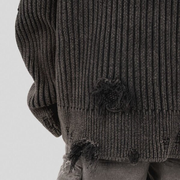 Custom Distressed Rib Knit Oversized Sweater - Style DBFE9E - product detail view 14 Custom Distressed Rib Knit Oversized Sweater - Style DBFE9E - product detail view 14