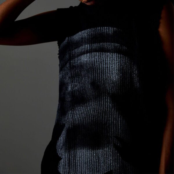 Custom Distressed Sleeveless Graphic Knit Sweater - Style 36DCBF - product detail view 4 Custom Distressed Sleeveless Graphic Knit Sweater - Style 36DCBF - product detail view 4