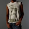 Custom Distressed Sleeveless Graphic Knit Sweater - Style 36DCBF - product detail view 5 Custom Distressed Sleeveless Graphic Knit Sweater - Style 36DCBF - product detail view 5