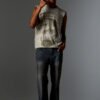 Custom Distressed Sleeveless Graphic Knit Sweater - Style 36DCBF - product detail view 7 Custom Distressed Sleeveless Graphic Knit Sweater - Style 36DCBF - product detail view 7