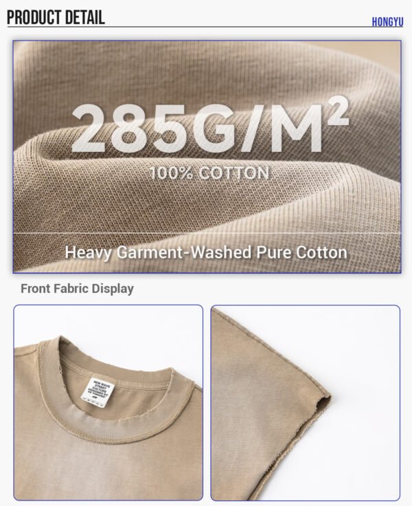 Custom Distressed Wash Sleeveless Cotton Vest S25106 - Style 826B7D - product detail view 9 Custom Distressed Wash Sleeveless Cotton Vest S25106 - Style 826B7D - product detail view 9