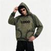 Custom Washed Spray Dye Distressed Pullover Hoodie - Style 0AA508 - product detail view 5