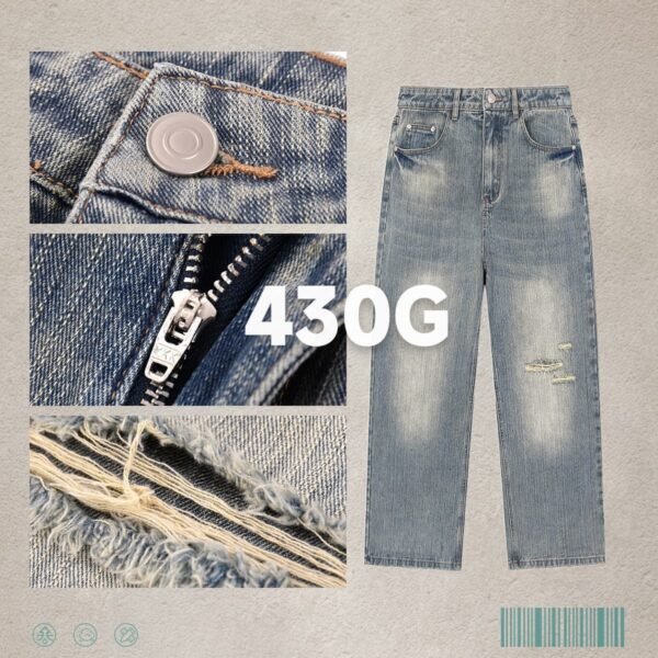 Custom Distressed Straight-Leg Denim Jeans 27011 - Style 96EBC6