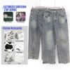 Custom Distressed Straight-Leg Denim Jeans 27011 - Style 96EBC6 - product detail view 3