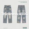 Custom Distressed Straight-Leg Denim Jeans 27011 - Style 96EBC6 - product detail view 2