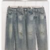 Custom Distressed Straight-Leg Denim Jeans 27011 - Style 96EBC6 - product detail view 4