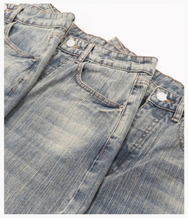 Custom Distressed Straight-Leg Denim Jeans 27011 - Style 96EBC6 - product detail view 12