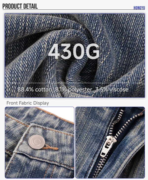 Custom Distressed Straight-Leg Denim Jeans 27011 - Style 96EBC6 - product detail view 7