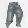 Custom Distressed Straight-Leg Denim Jeans 27011 - Style 96EBC6 - product detail view 10