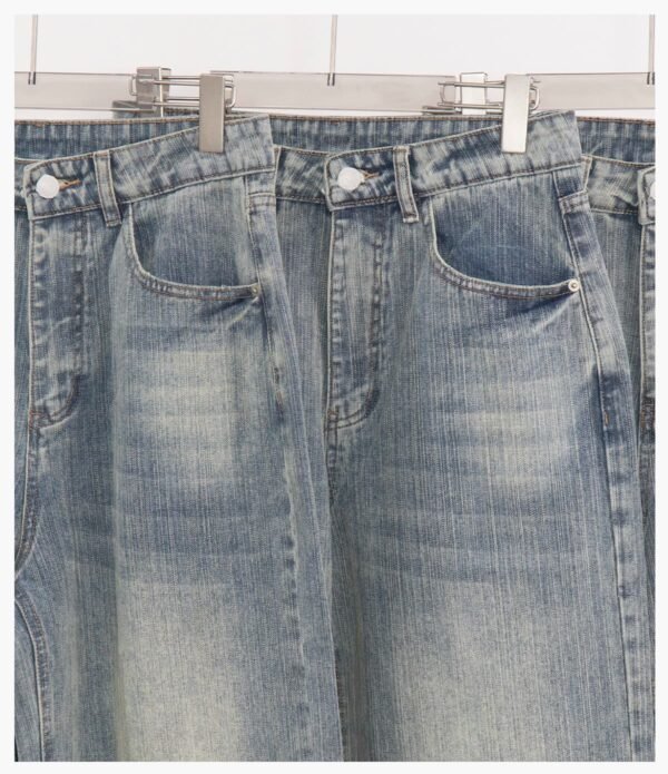 Custom Distressed Straight-Leg Denim Jeans 27011 - Style 96EBC6 - product detail view 11