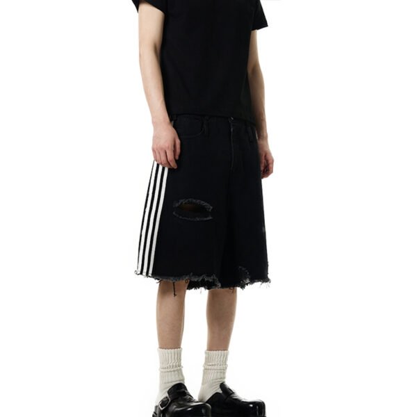 Custom Distressed Stripe Longline Shorts | - Style 6E8205