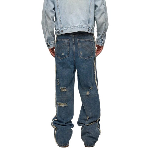 Custom Distressed Stripe Panel Denim Jeans - VWJ-682 - Style 5749BF - product detail view 4
