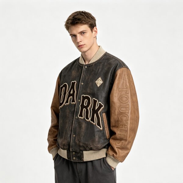 Custom Distressed Varsity Jacket 707-15 - Style 1CC888 - product detail view 3 Custom Distressed Varsity Jacket 707-15 - Style 1CC888 - product detail view 3