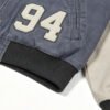 Custom Distressed Patchwork Varsity Jacket 710-07 - Style 58E69D - product detail view 3 Custom Distressed Patchwork Varsity Jacket 710-07 - Style 58E69D - product detail view 3