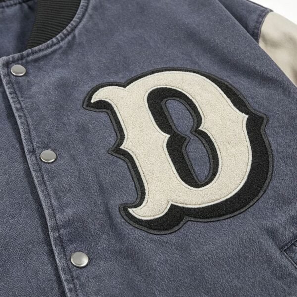 Custom Distressed Patchwork Varsity Jacket 710-07 - Style 58E69D - product detail view 4 Custom Distressed Patchwork Varsity Jacket 710-07 - Style 58E69D - product detail view 4