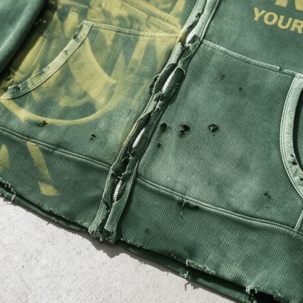 Custom Vintage-Washed Distressed Graphic Pullover Hoodie - Style E513E2 - product detail view 6