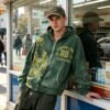 Custom Vintage-Washed Distressed Graphic Pullover Hoodie - Style E513E2 - product detail view 9