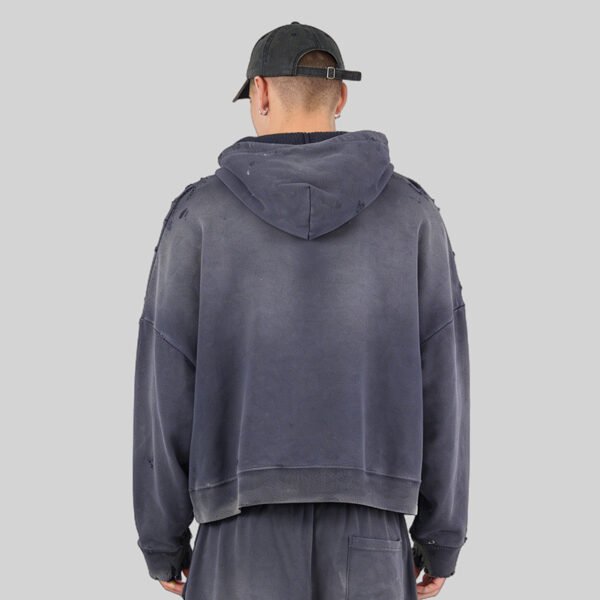 Custom Distressed Wash Full-Zip Hoodie - Style 610808 - product detail view 9 Custom Distressed Wash Full-Zip Hoodie - Style 610808 - product detail view 9