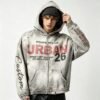 Custom Distressed Washed Graphic Hoodie - Style 0F0556 - product detail view 3