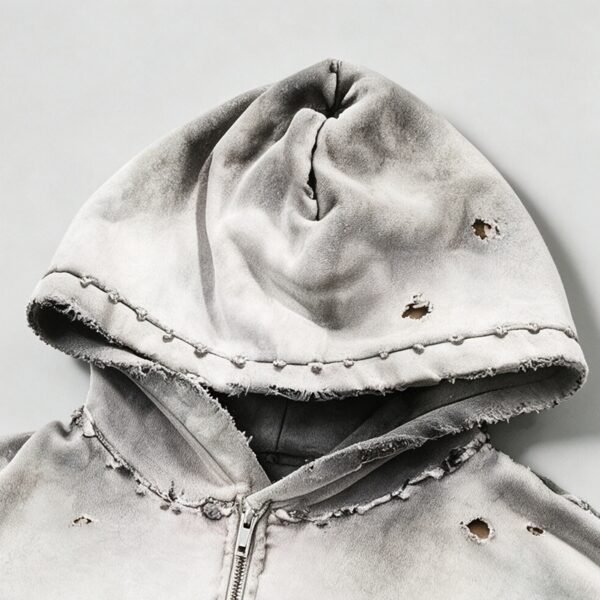 Custom Distressed Washed Graphic Hoodie - Style 0F0556 - product detail view 7