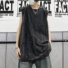 Custom Distressed Washed Oversized Sleeveless T-Shirt - Style E0F5F5 - product detail view 2 Custom Distressed Washed Oversized Sleeveless T-Shirt - Style E0F5F5 - product detail view 2