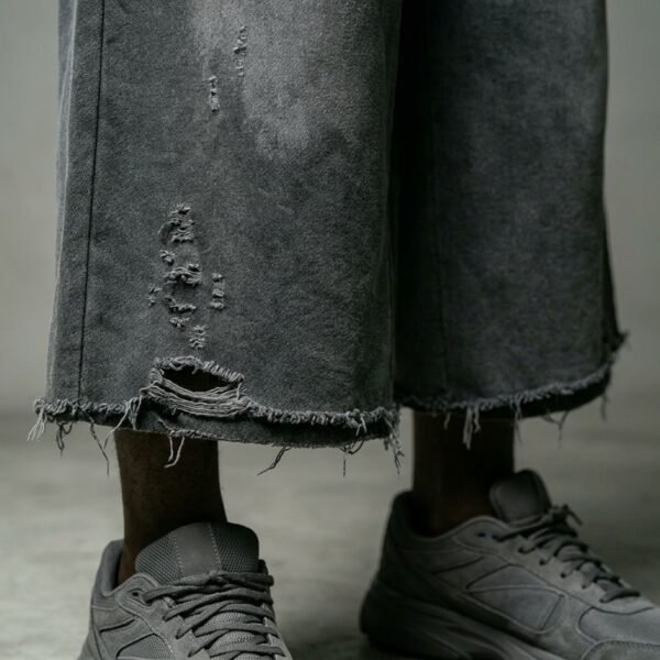 Custom Distressed Wide-Leg Capri Pants - Style 2DDE07 - product detail view 2