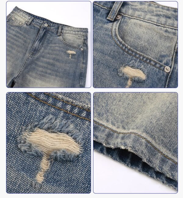 Custom Distressed Wide-Leg Denim Shorts 26518 - Style 1C07F4 - product detail view 8 Custom Distressed Wide-Leg Denim Shorts 26518 - Style 1C07F4 - product detail view 8