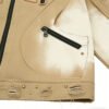 Custom Distressed Spray-Finish Workwear Jacket - Style 0B62B2 Tan distressed workwear jacket with spray finish and zipper pockets
