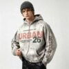 Custom Distressed Zip-Front Graphic Hoodie - Style 92E1A7 - product detail view 2